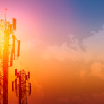 communication tower or 3G 4G network telephone cellsite with dusk sky