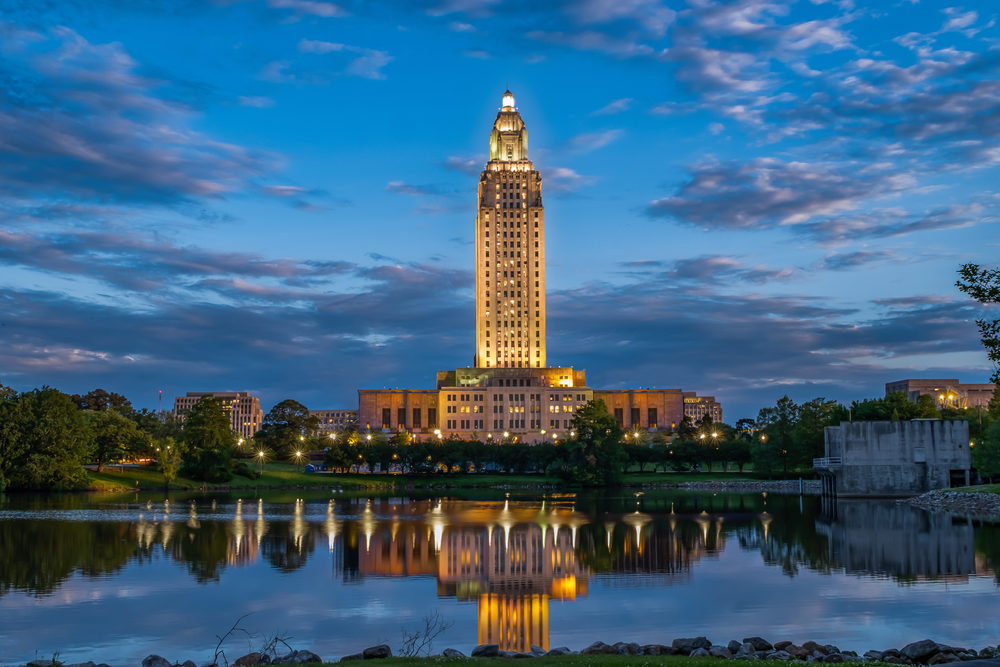 A nice warm spring evening in Baton Rouge at Louisiana State Capitol