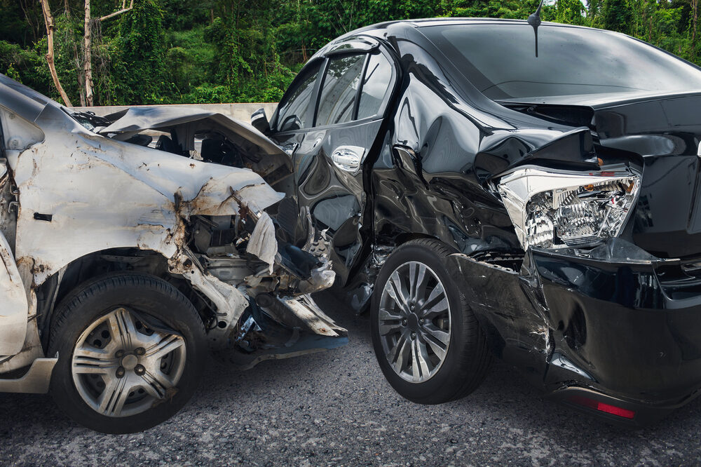closeup of cars damaged from an accident