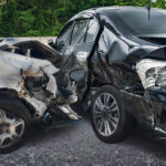 closeup of cars damaged from an accident