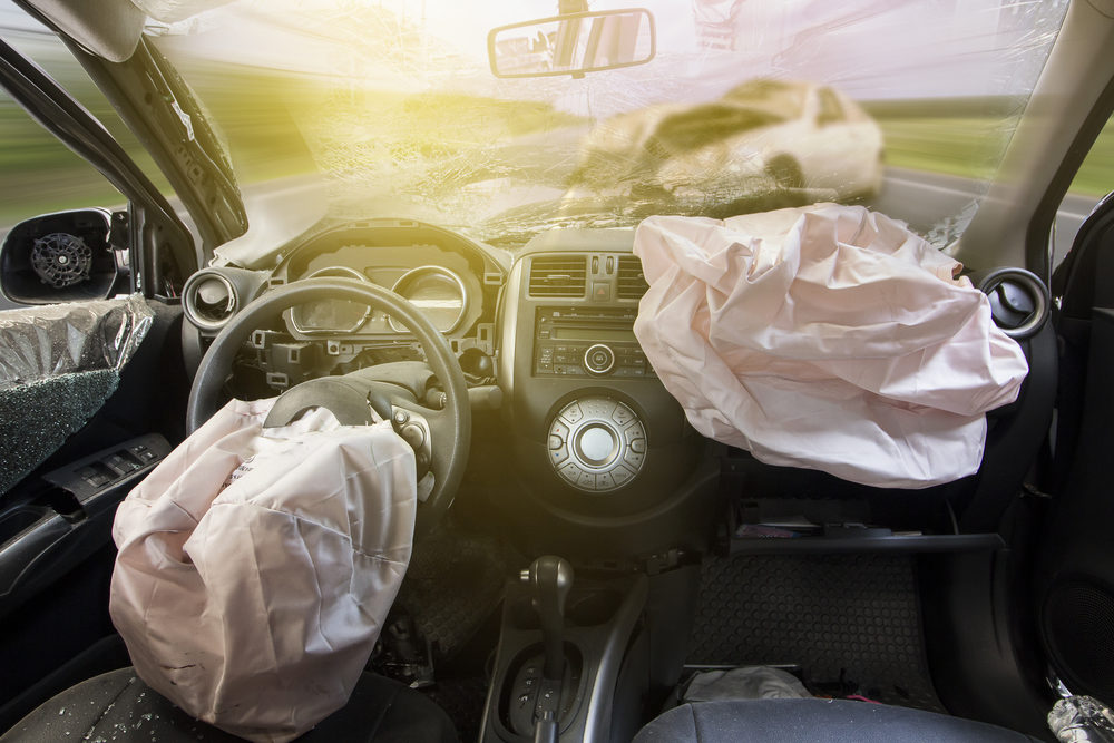 airbags deployed in interior of car after an accident