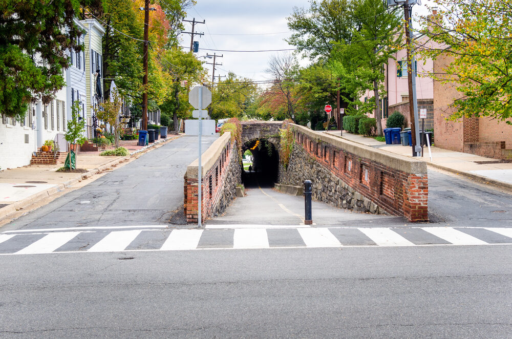 Pedestrian and Bicycle Tunnel going under a Street in Old Town Alexandria, VA