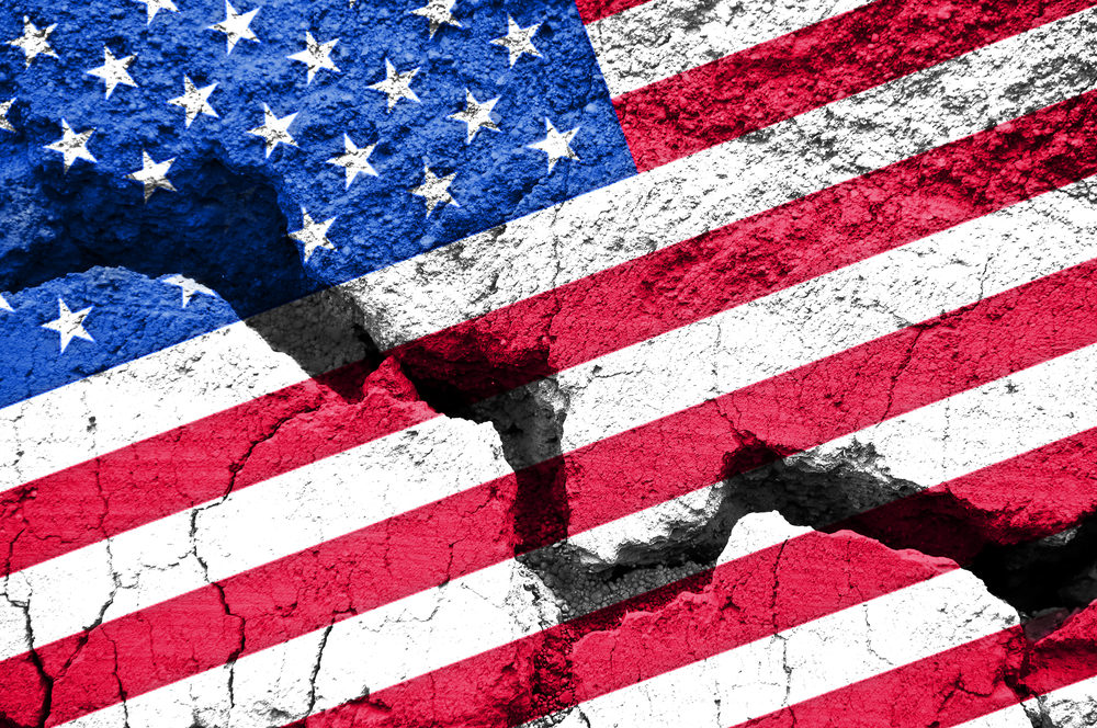 Top 10 Civil Justice Stories of 2021 american flag on cracked background