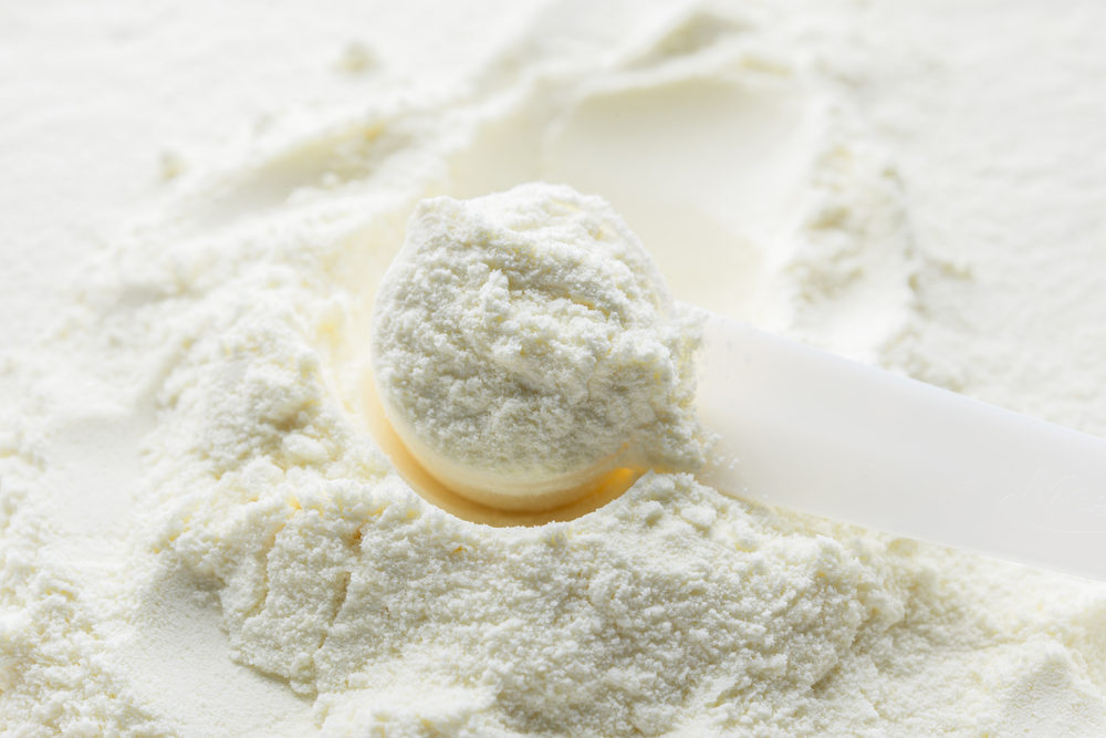 Powdered milk with spoon for baby