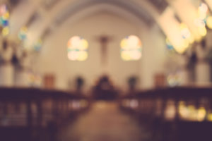 church interior blurred