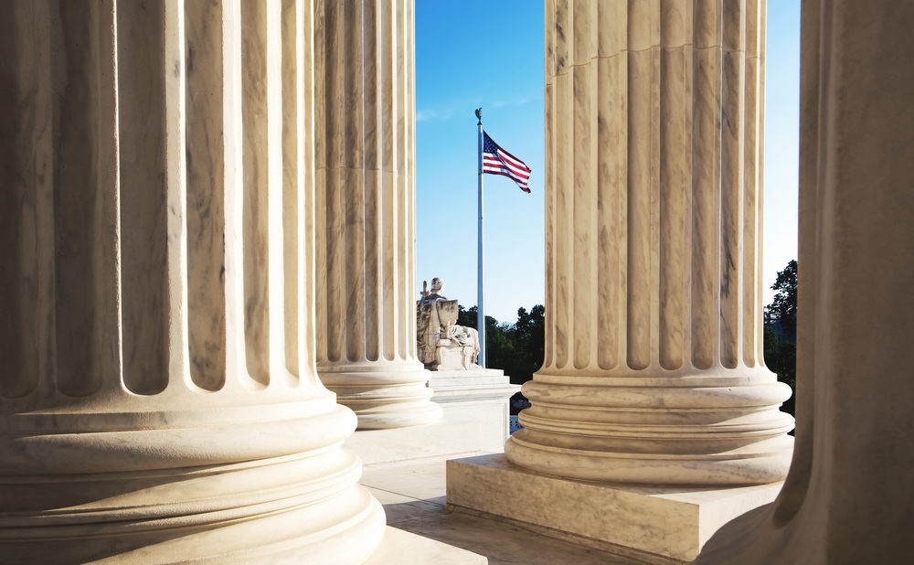 The marble columns of the Supreme Court of the United States in Washington DC