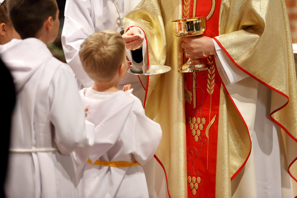 Children going to the first holy communion