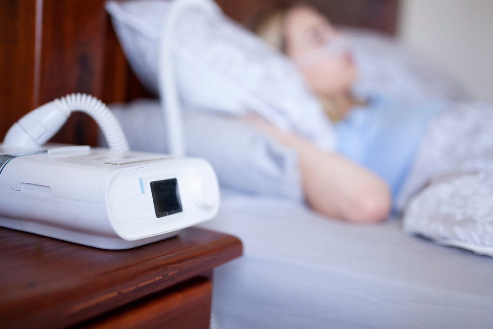 Cpap machine, Woman wearing oxygen mask