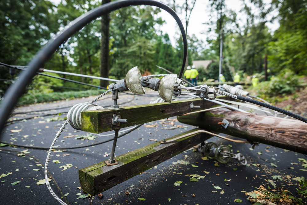 Beware of Downed Power Lines After Louisiana Storms Downed power lines in residential street.