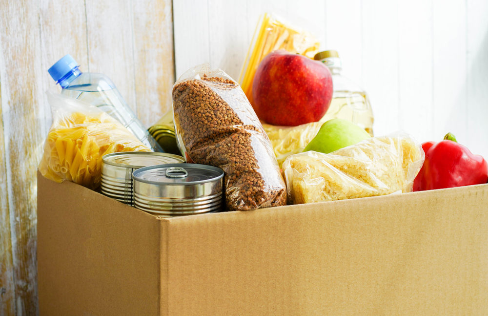 Donation box with various food.