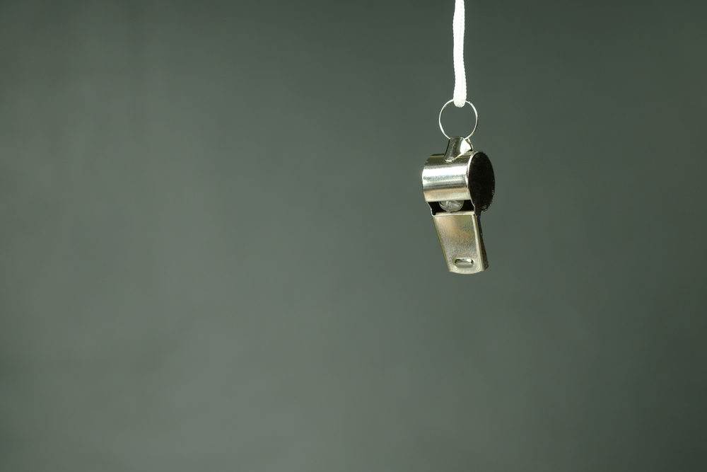 whistle hanging with grey background
