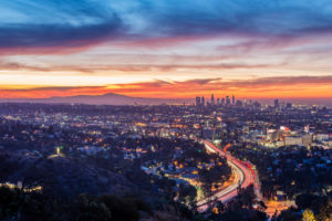 City of Los Angeles at sunset, viewed from the Hollywood Bowl