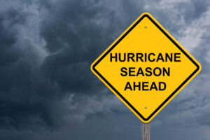 Hurricane Season Ahead Caution Sign Stormy Background