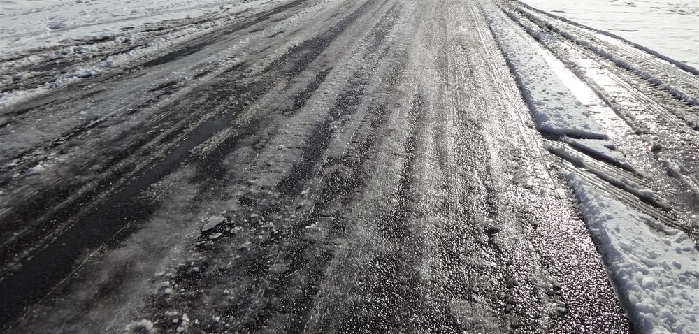 Icy road in winter