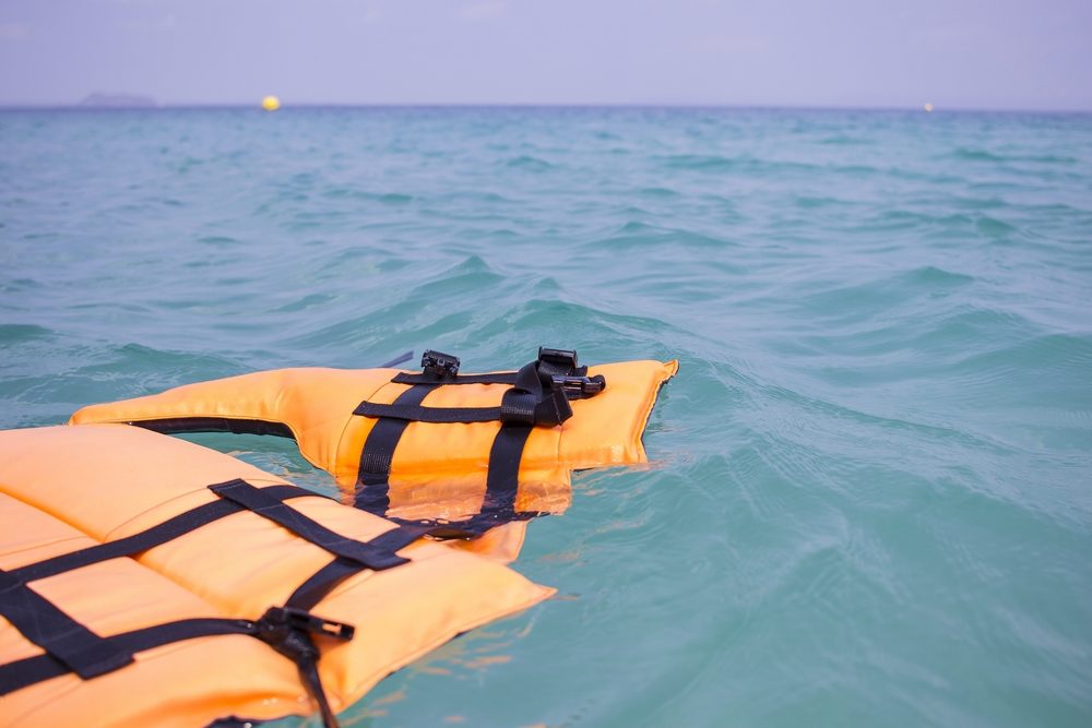 Life jackets were dumped in the sea.