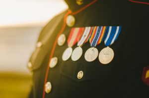 closeup of marine in dress attire with medals