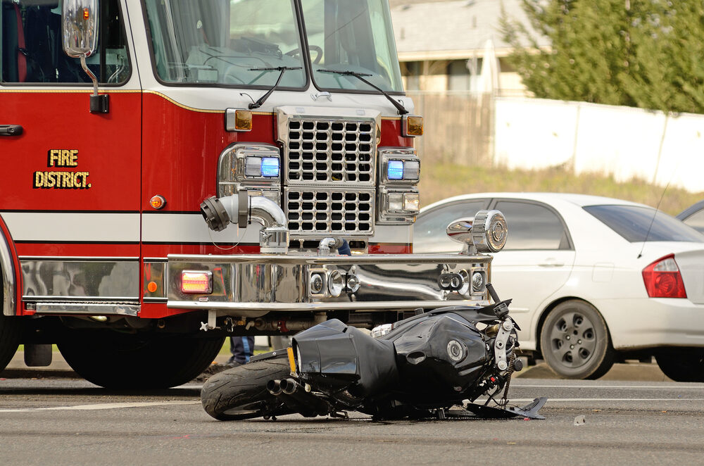fire truck at motorcycle accident scene