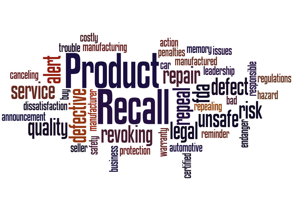 Steps to Take If You are Injured By a Recalled Product Product Recall, word cloud concept on white background.