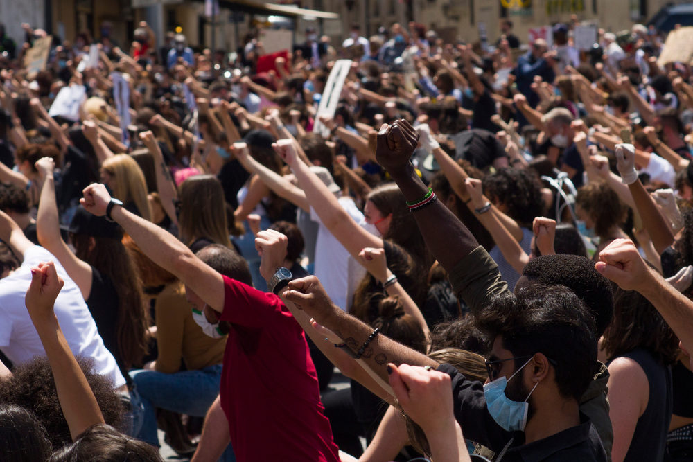 Protestors against racism and the killing of Geoge Floyd.