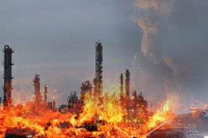 Double exposure of Fire and refinery plant