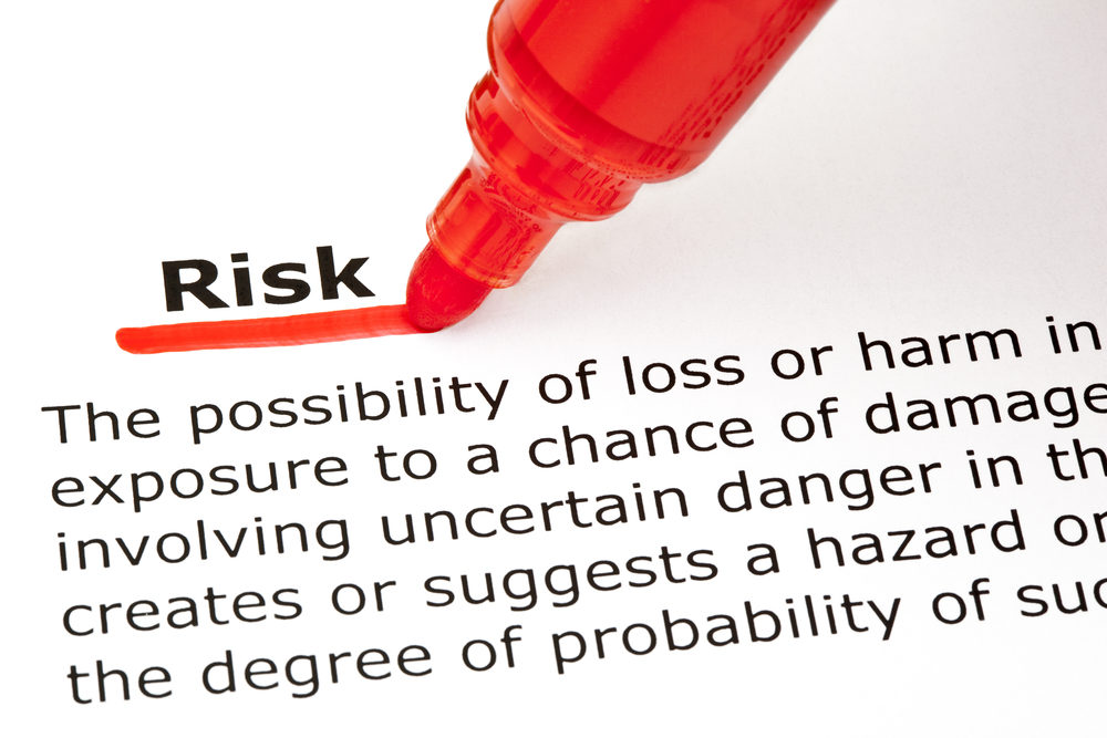 Definition of the word Risk, underlined with red marker