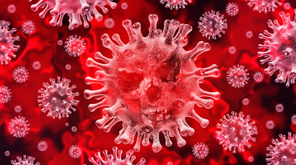 3d rendering of many coronavirus cells