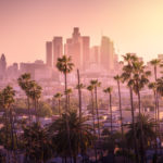 Sunset over Los Angeles, California