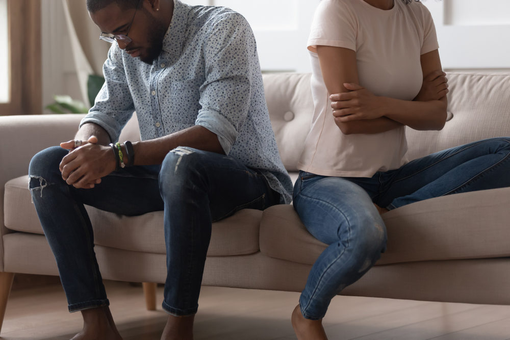 African american couple having relationship issues