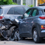 Car crashed into parked car on neighborhood street