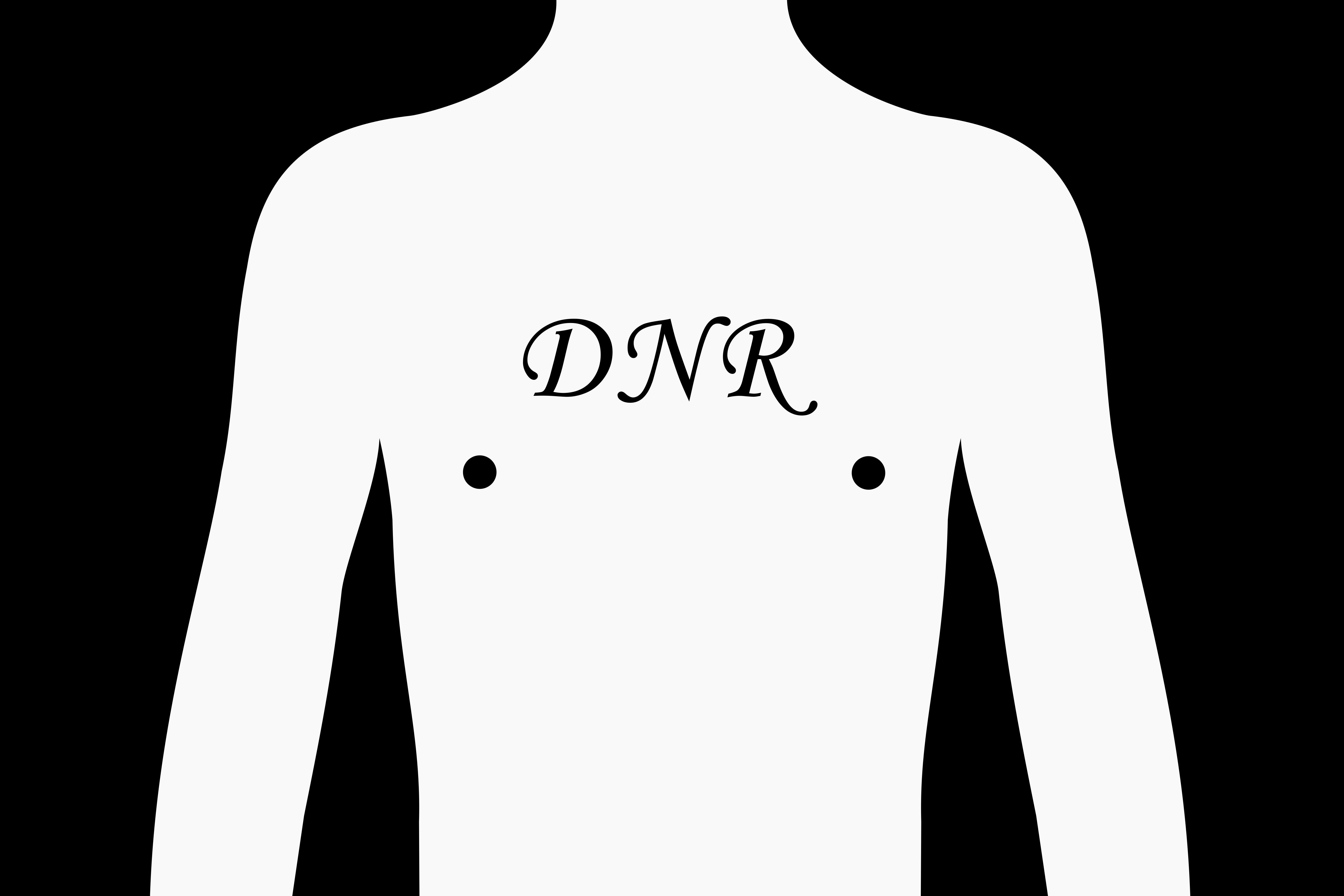 DNR ( Do Not Resuscitate ) text on the body of patient