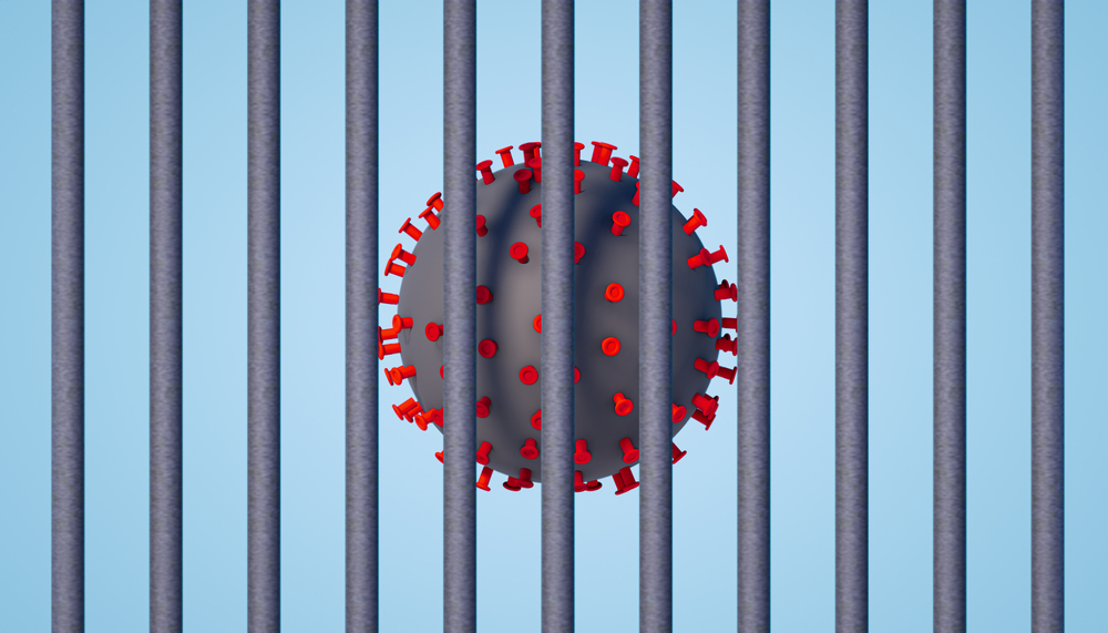 3d rendering of coronavirus in prison