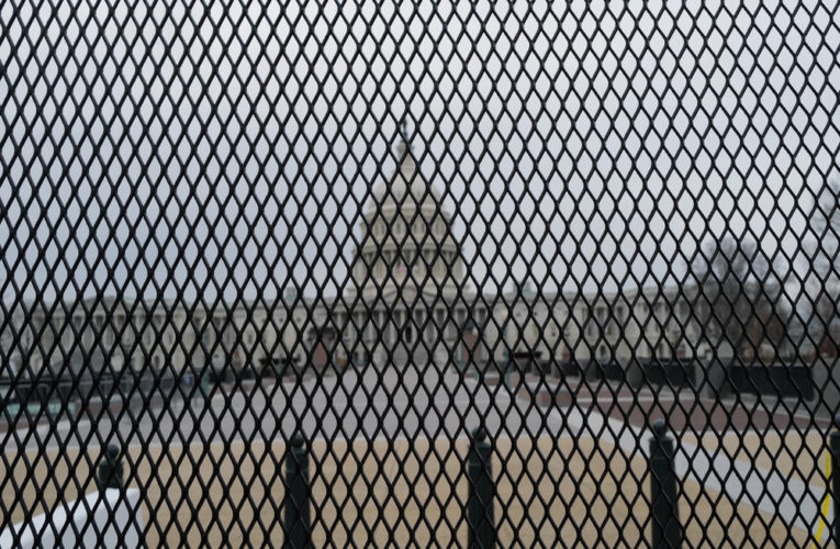 A view of the U.S. Capitol through the recently installed security barrier in the aftermath of the storming if the building by Trump supporters.