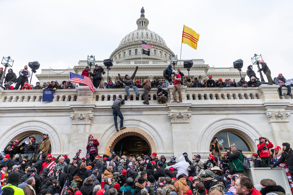 Protesters seen all over Capitol building where pro-Trump supporters riot and breached the Capitol