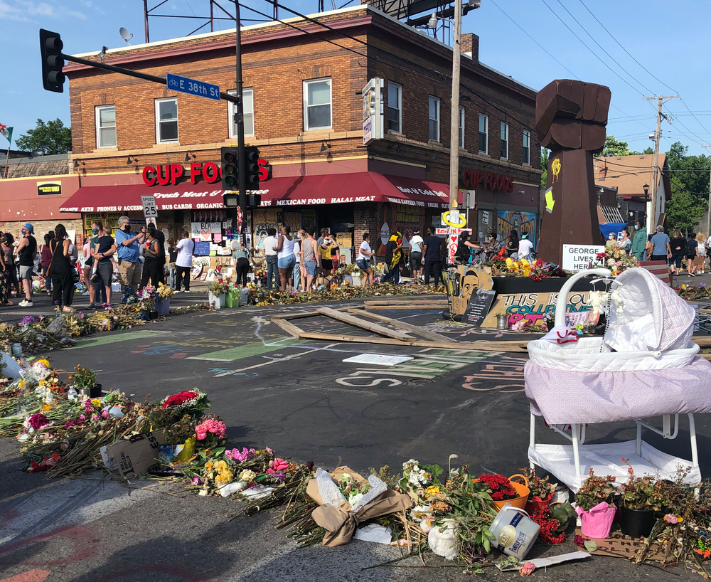 Memorial honoring George Floyd outside of Cup Foods, where he was murdered by Derek Chauvin.