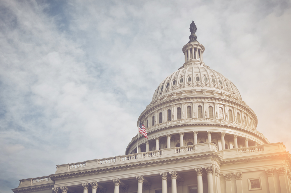 Capitol Hill Building in Washington DC with Vintage Filter