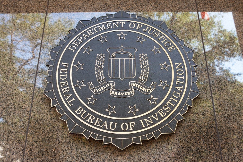 Federal Bureau of Investigation seal outside the J. Edgar Hoover F.B.I. Building in Washington, DC