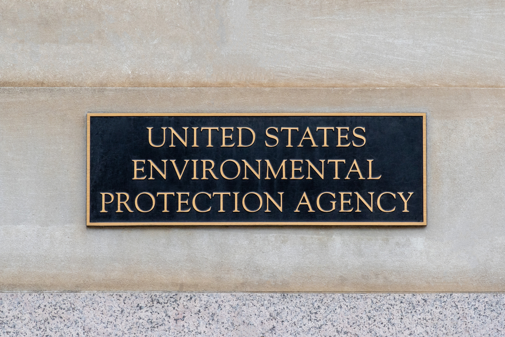 Sign at the entrance of the United States Environmental Protection Agency in Washington.