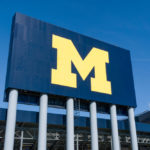 Michigan Stadium sign on the campus of the University of Michigan.