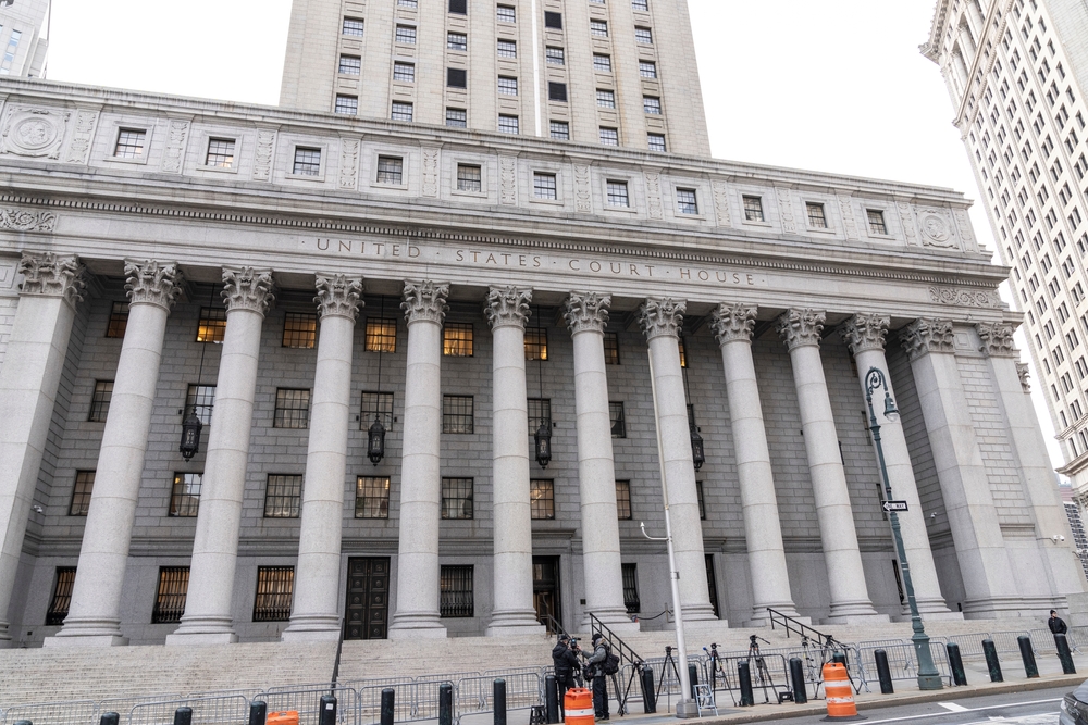 View of Thurgood Marshall United States Courthouse where Ghislaine Maxwell trial has been heard