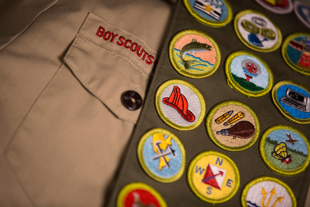 Boy Scout badges and uniform