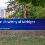 University of Michigan's Central campus board at the entrance