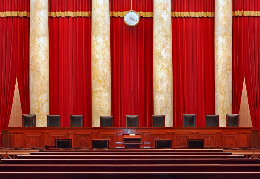 The court room interior at the United States Supreme Court