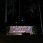 camp lejeune sign at night