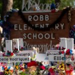 memorial at Robb elementary school dedicated to the victims of the May shooting in Uvalde, Texas.
