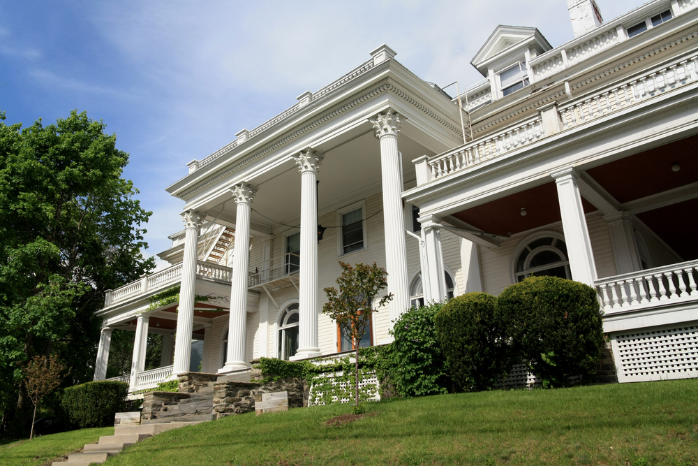 Fraternity building with large porch at Cornell University