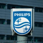 Philips logo at building in the city center.