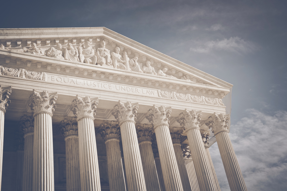 facade of the us supreme court in washington,d.c. with a retro filter