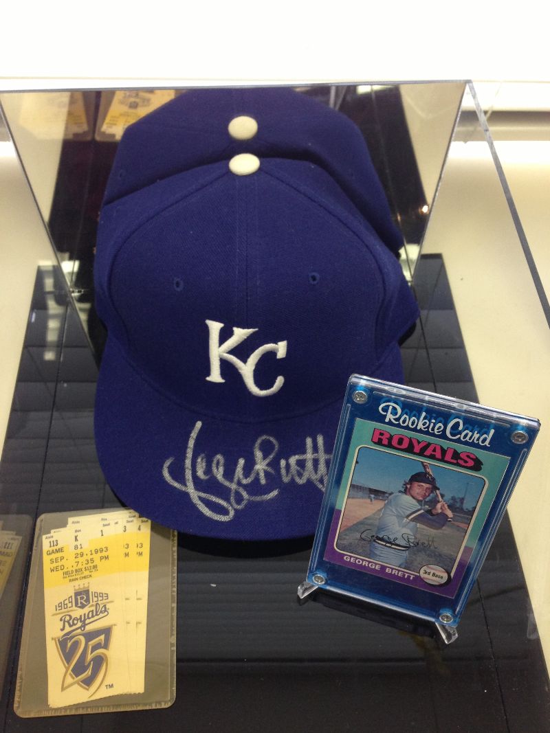 Just some of the memorabilia in my office (L-R: tickets to last home game, signed had, rookie card)