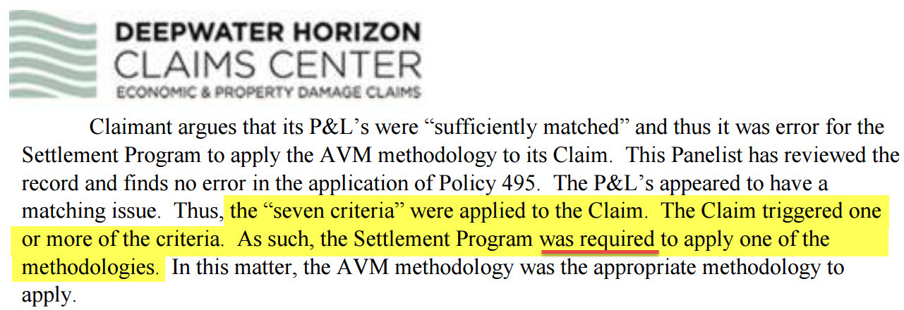 In Appeal 2015-260, the appeal panelist misstates the proper application of Policy 495. Triggering one or more of the seven screens is not definitive of an insufficiently matched P&L. Rather, such trigger simply means the claim shall be siloed for "further matching analysis" to determine if in fact the P&Ls are sufficiently matched.